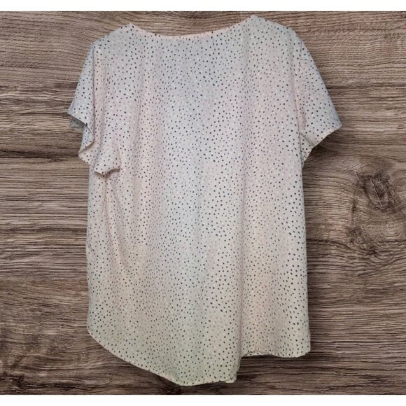 Torrid Womens Pink Polka Dot Blouse Size 1 Short Sleeve Cottagecore Fairy Casual - Picture 3 of 8